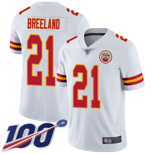 Youth Kansas City Chiefs 21 Breeland Bashaud White Vapor Untouchable Limited Player 100th Season Football Nike NFL Jersey